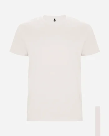 White short-sleeve crew-neck T-shirt, plain design, front view with small tag at neckline